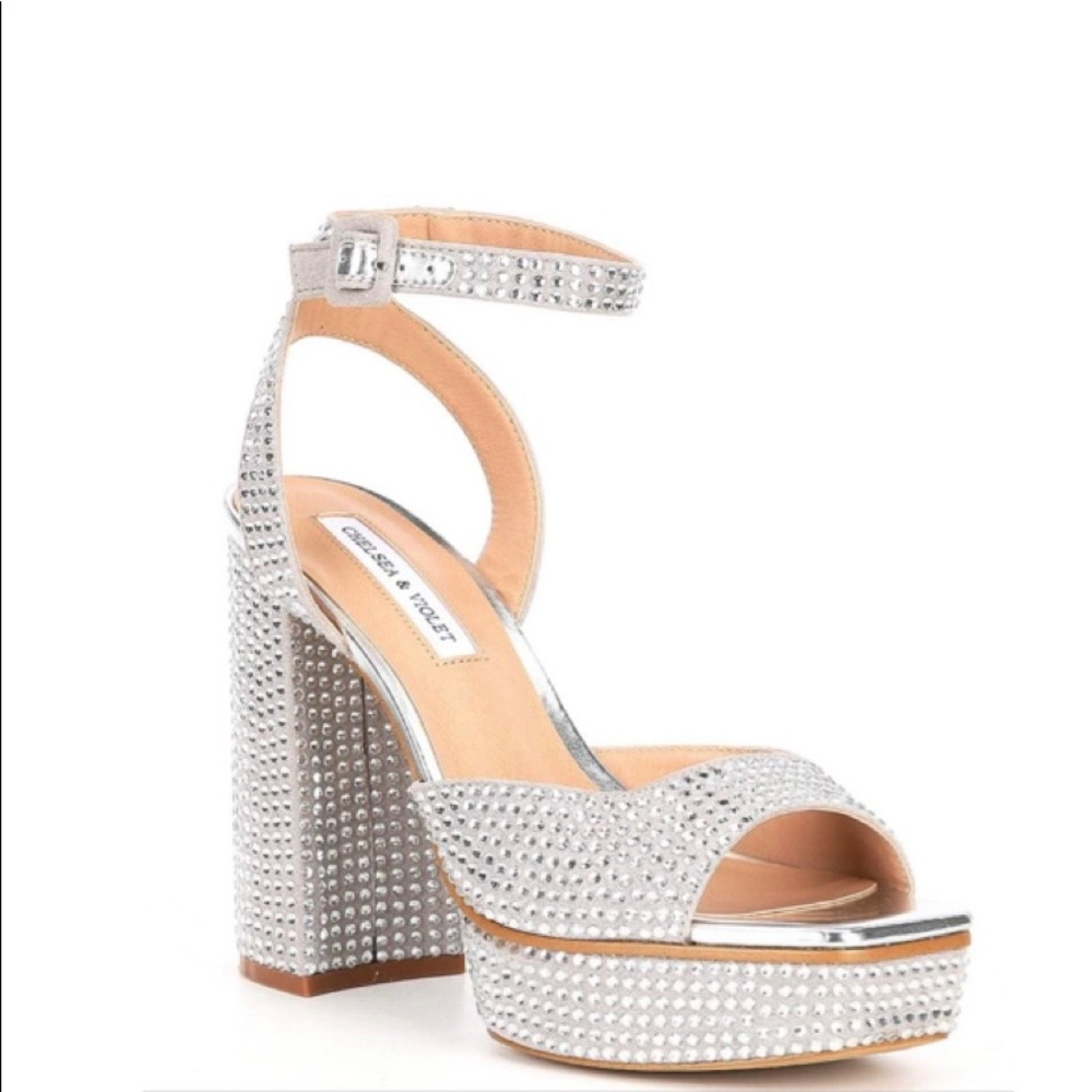 Chelsea & Violet Cora Rhinestone Embellished Platform Dress Sandals